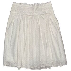💙💖 Dorothee Bis White Eyelet Lace Cottagecore Midi Skirt